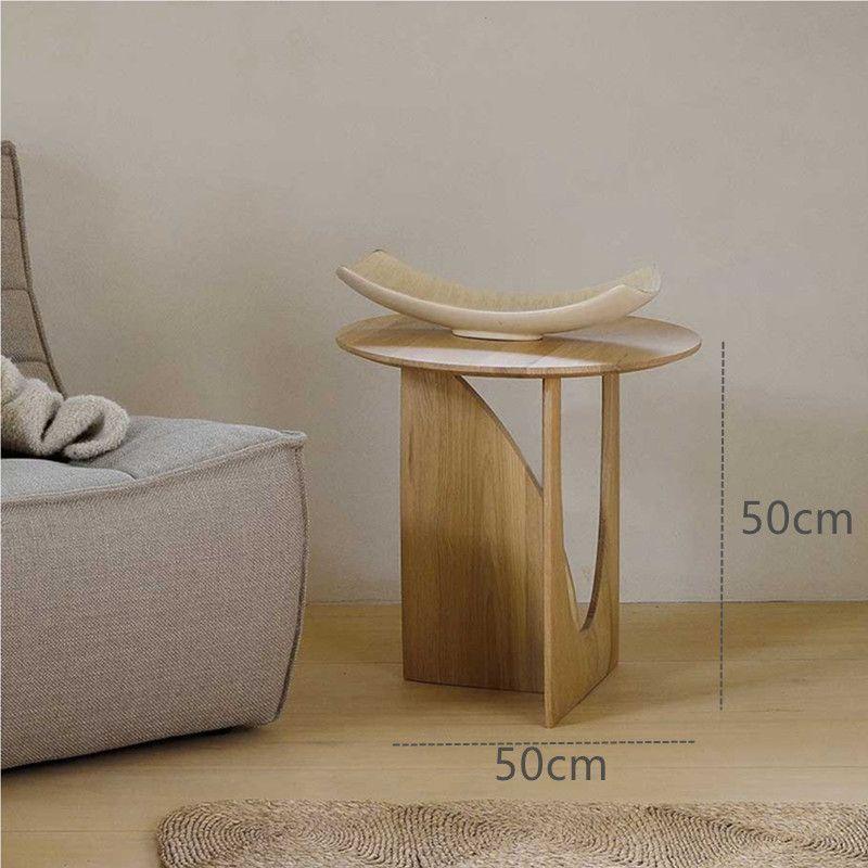 Round Solid Wood Side Table Geometric Designer Corner Table Black Bedside Table - Pacisia