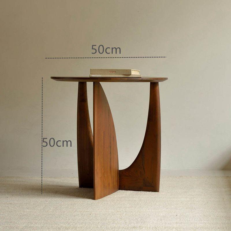 Round Solid Wood Side Table Geometric Designer Corner Table Black Bedside Table - Pacisia