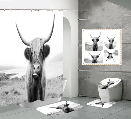 Rustic Farmhouse Cow Shower Curtain for Bathroom - Pacisia