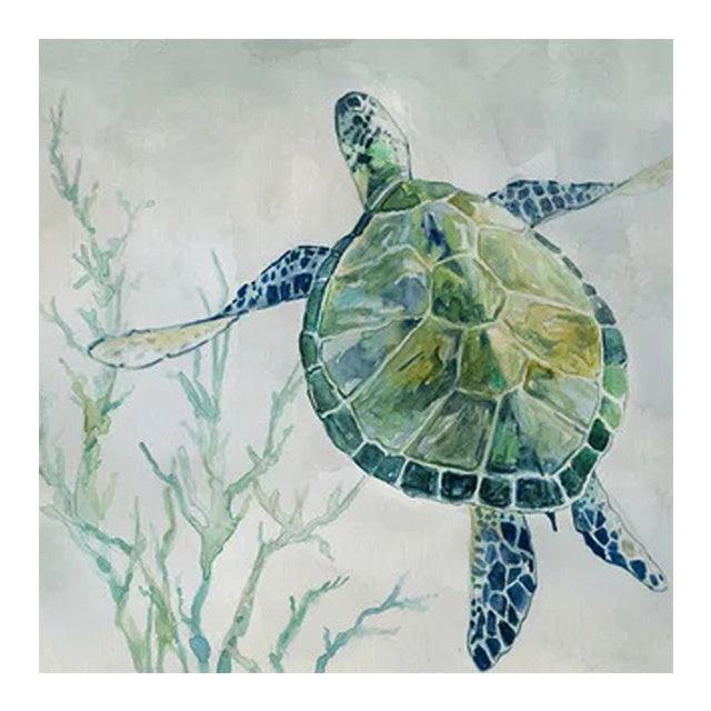 Sea Turtle Canvas Wall Art - Elegant Underwater Poster - Pacisia