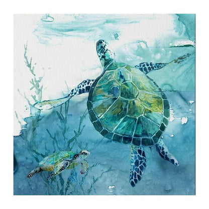 Sea Turtle Canvas Wall Art - Elegant Underwater Poster - Pacisia