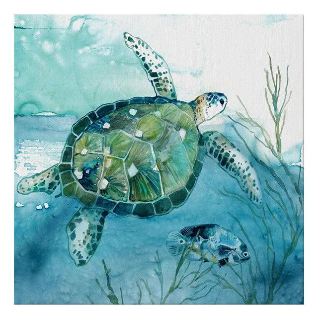 Sea Turtle Canvas Wall Art - Elegant Underwater Poster - Pacisia