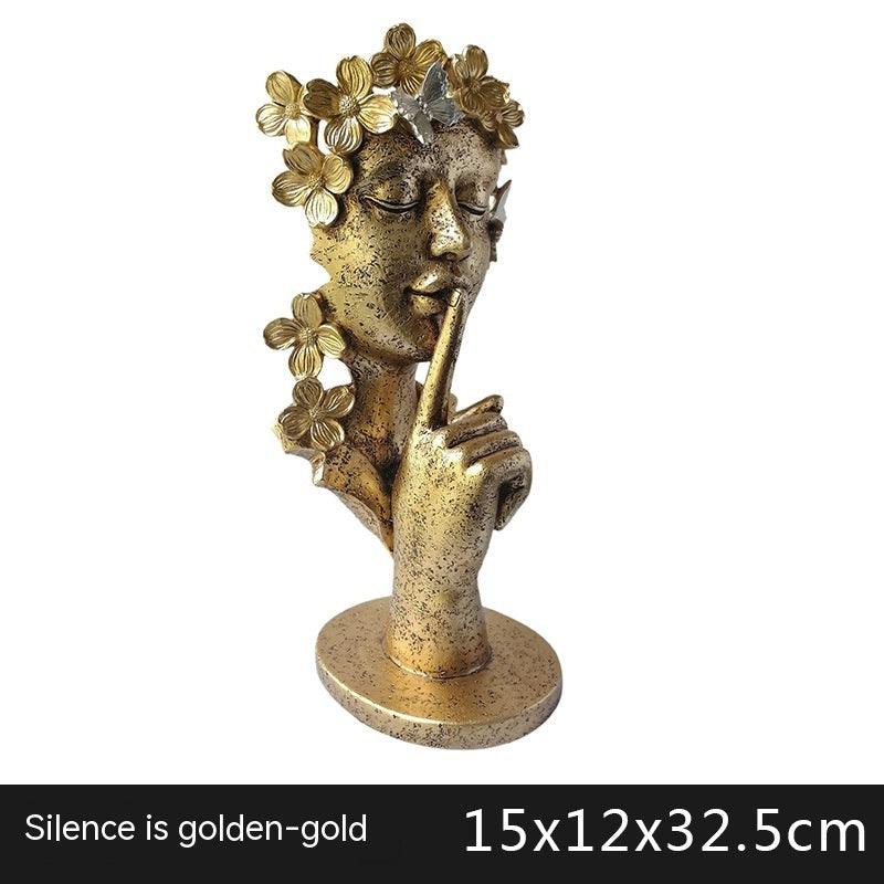 Silence Is Gold Creative Abstract Statue - Pacisia