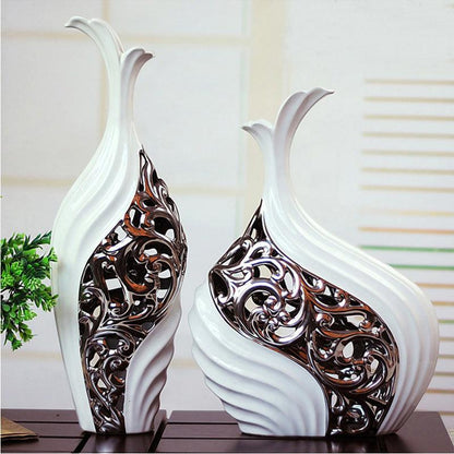 Silver-plated White Hollow Vase - Pacisia