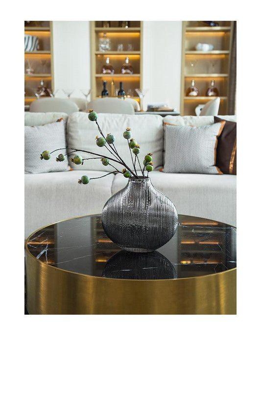 Silver Striped Glass Vase Flower Arrangement Hydroponic Accessories Modern Home Decor Accessories - Pacisia