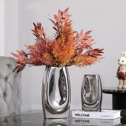 Silver Vase Decoration Simple Flower - Pacisia