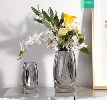 Silver Vase Decoration Simple Flower - Pacisia