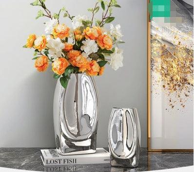 Silver Vase Decoration Simple Flower - Pacisia