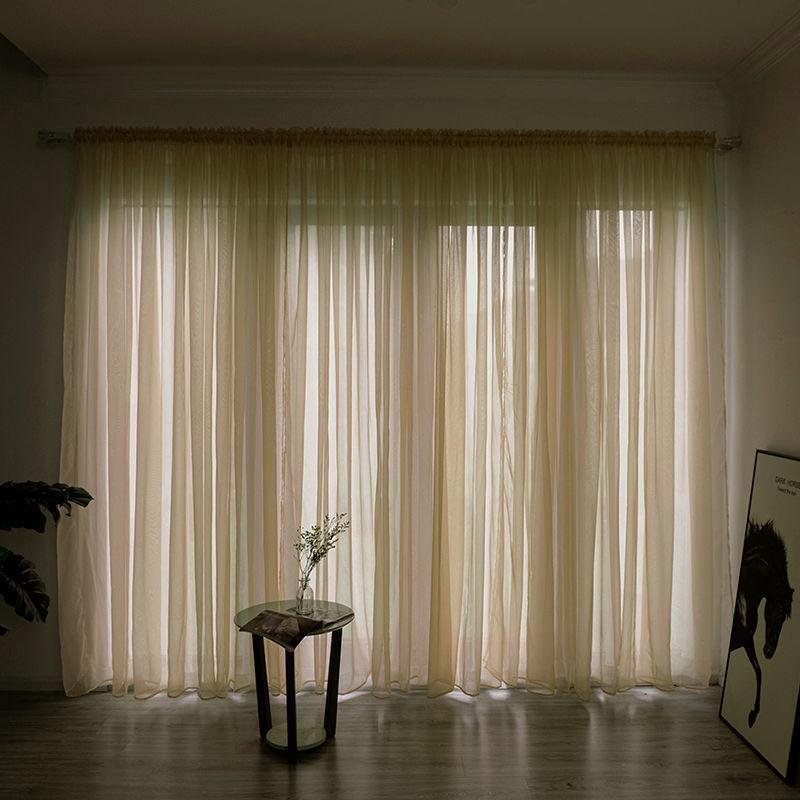 Simple And Modern Balcony Solid Color Gauze Curtain - Pacisia