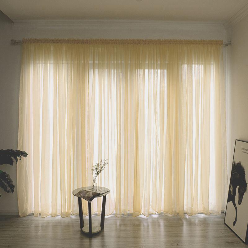 Simple And Modern Balcony Solid Color Gauze Curtain - Pacisia