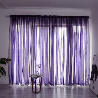 Simple And Modern Balcony Solid Color Gauze Curtain - Pacisia