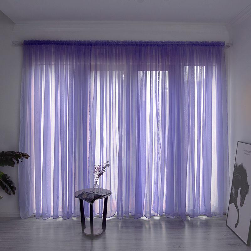 Simple And Modern Balcony Solid Color Gauze Curtain - Pacisia