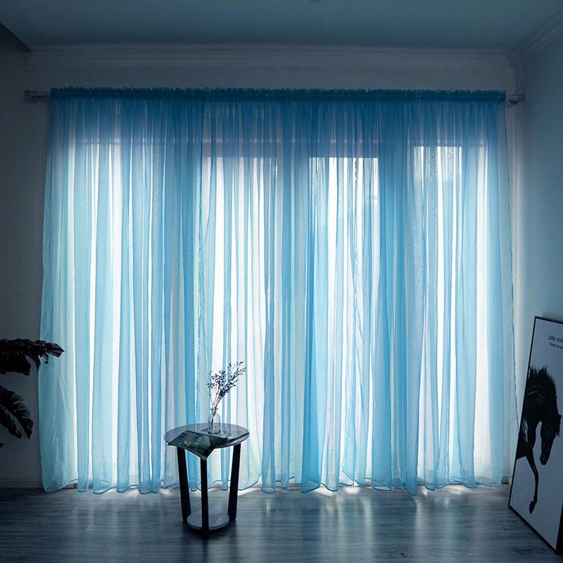 Simple And Modern Balcony Solid Color Gauze Curtain - Pacisia