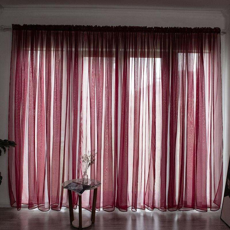 Simple And Modern Balcony Solid Color Gauze Curtain - Pacisia