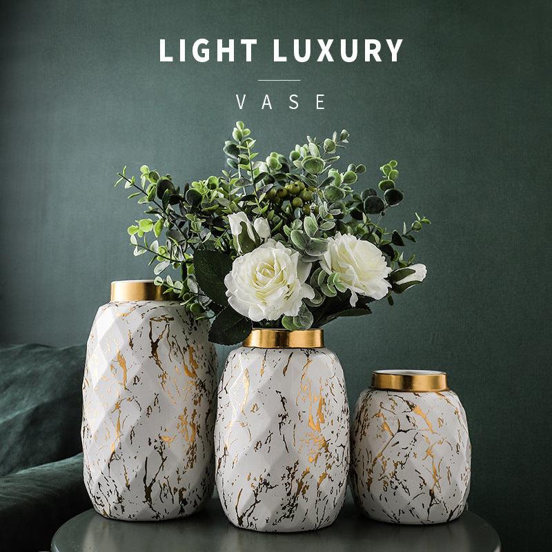 Simple And Modern Gold-painted Light Luxury Living Room Ceramic Vase - Pacisia