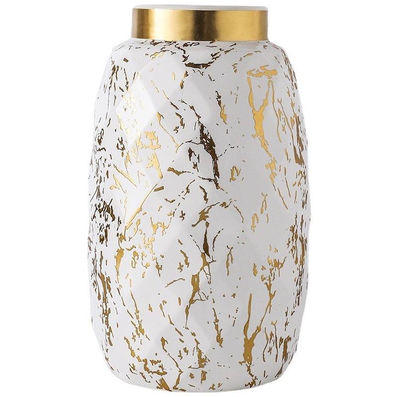 Simple And Modern Gold-painted Light Luxury Living Room Ceramic Vase - Pacisia