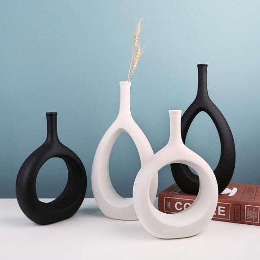 Simple And Special-Shaped Ceramic Vase Flower Arrangement Light Luxury Modern Home Decoration - Pacisia