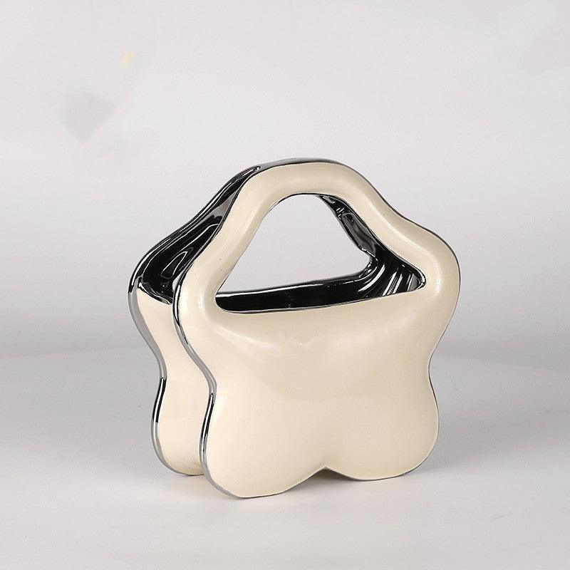 Simple Bag Vase Home Decoration Ceramic Living Room Porch Floral Arrangement Ornaments - Pacisia
