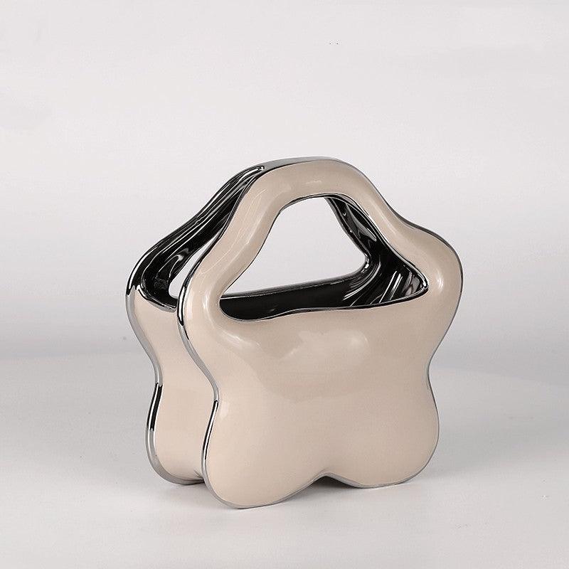 Simple Bag Vase Home Decoration Ceramic Living Room Porch Floral Arrangement Ornaments - Pacisia