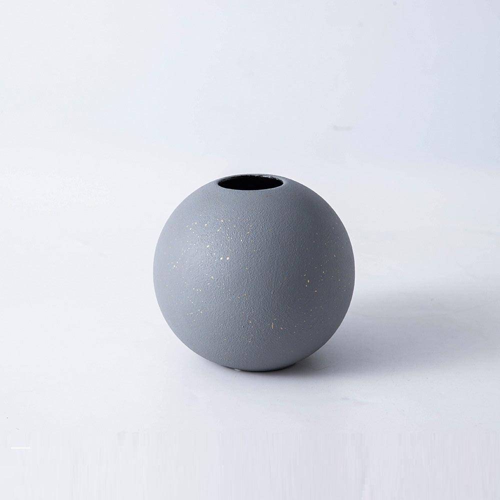 Simple Black And White Round Ceramic Vase Light Luxury Decoration - Pacisia