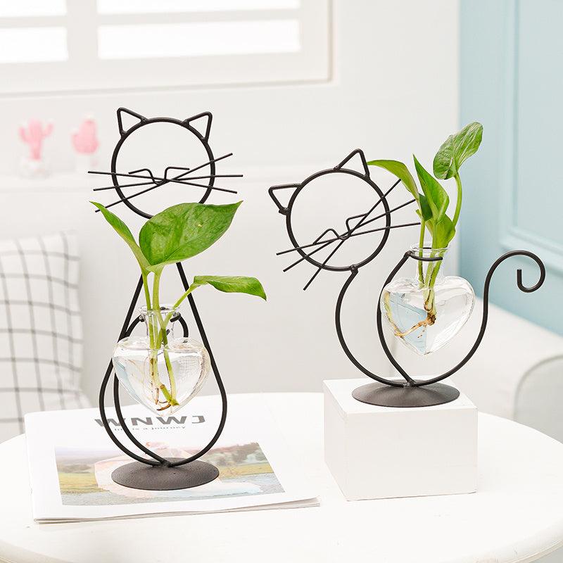 Simple Cat Iron Flower Hydroponic Vase - Pacisia