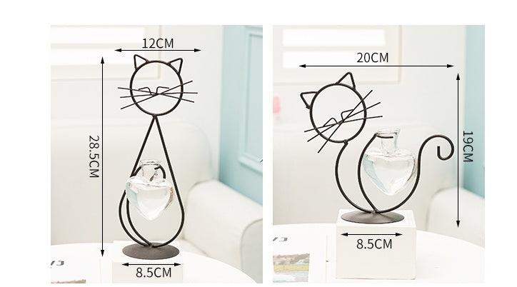 Simple Cat Iron Flower Hydroponic Vase - Pacisia