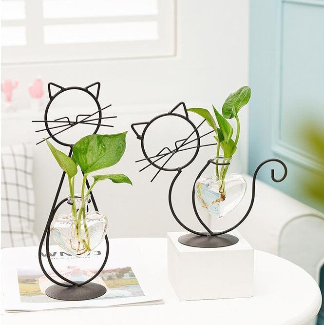 Simple Cat Iron Flower Hydroponic Vase - Pacisia