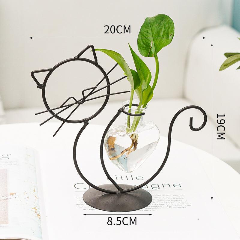 Simple Cat Iron Flower Hydroponic Vase - Pacisia