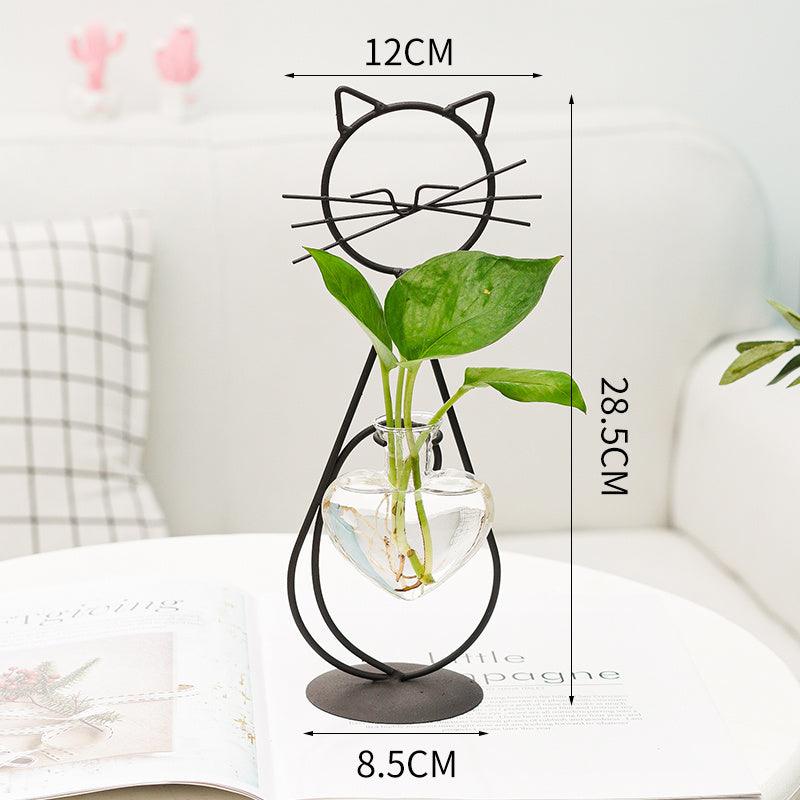 Simple Cat Iron Flower Hydroponic Vase - Pacisia