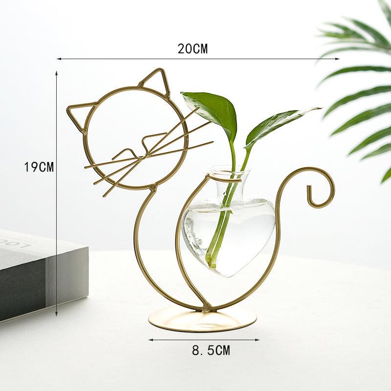 Simple Cat Iron Flower Hydroponic Vase - Pacisia