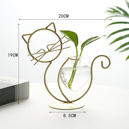 Simple Cat Iron Flower Hydroponic Vase - Pacisia