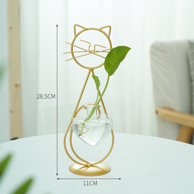 Simple Cat Iron Flower Hydroponic Vase - Pacisia