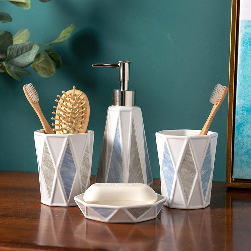 Simple Ceramic Bathroom Set, Marble Wash And Clean Four-Piece Set - Pacisia