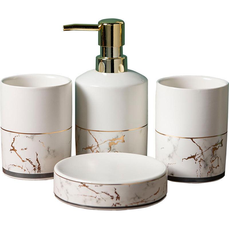 Simple Ceramic Bathroom Set, Marble Wash And Clean Four-Piece Set - Pacisia