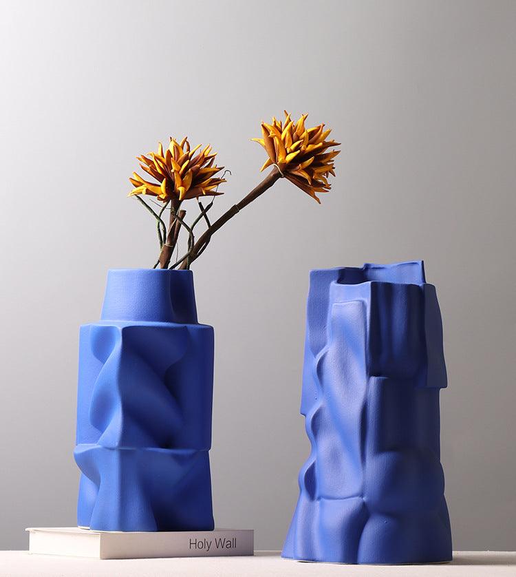 Simple Ceramic Vase Shaped Klein Blue Flower Ware - Pacisia