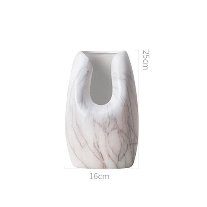 Simple Ceramics, Marbled White Ceramic Vase, Home Decoration - Pacisia