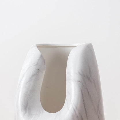 Simple Ceramics, Marbled White Ceramic Vase, Home Decoration - Pacisia