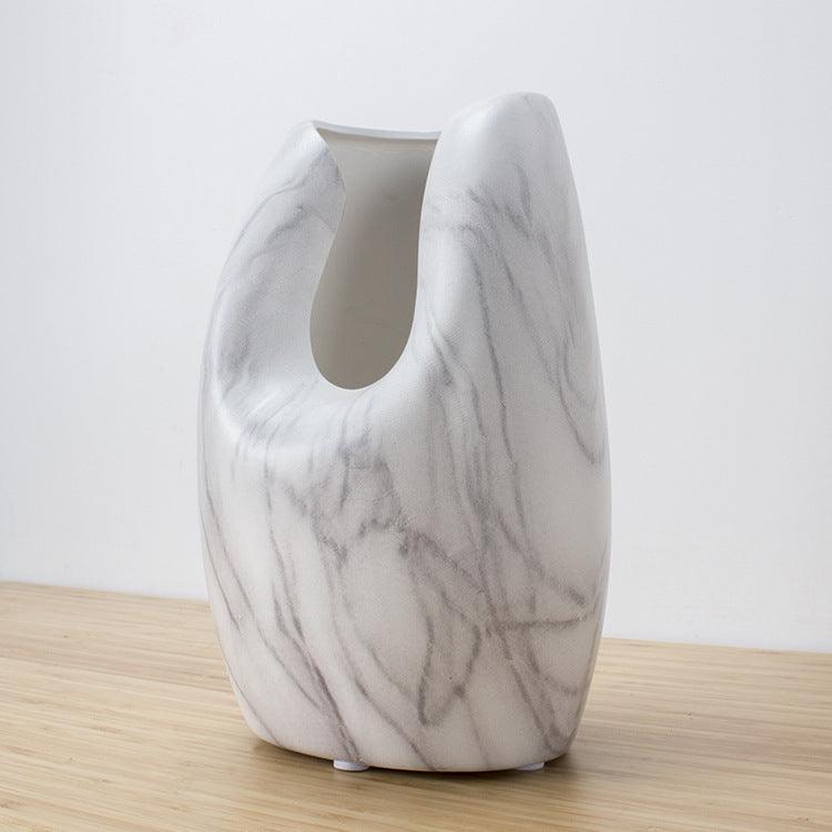 Simple Ceramics, Marbled White Ceramic Vase, Home Decoration - Pacisia