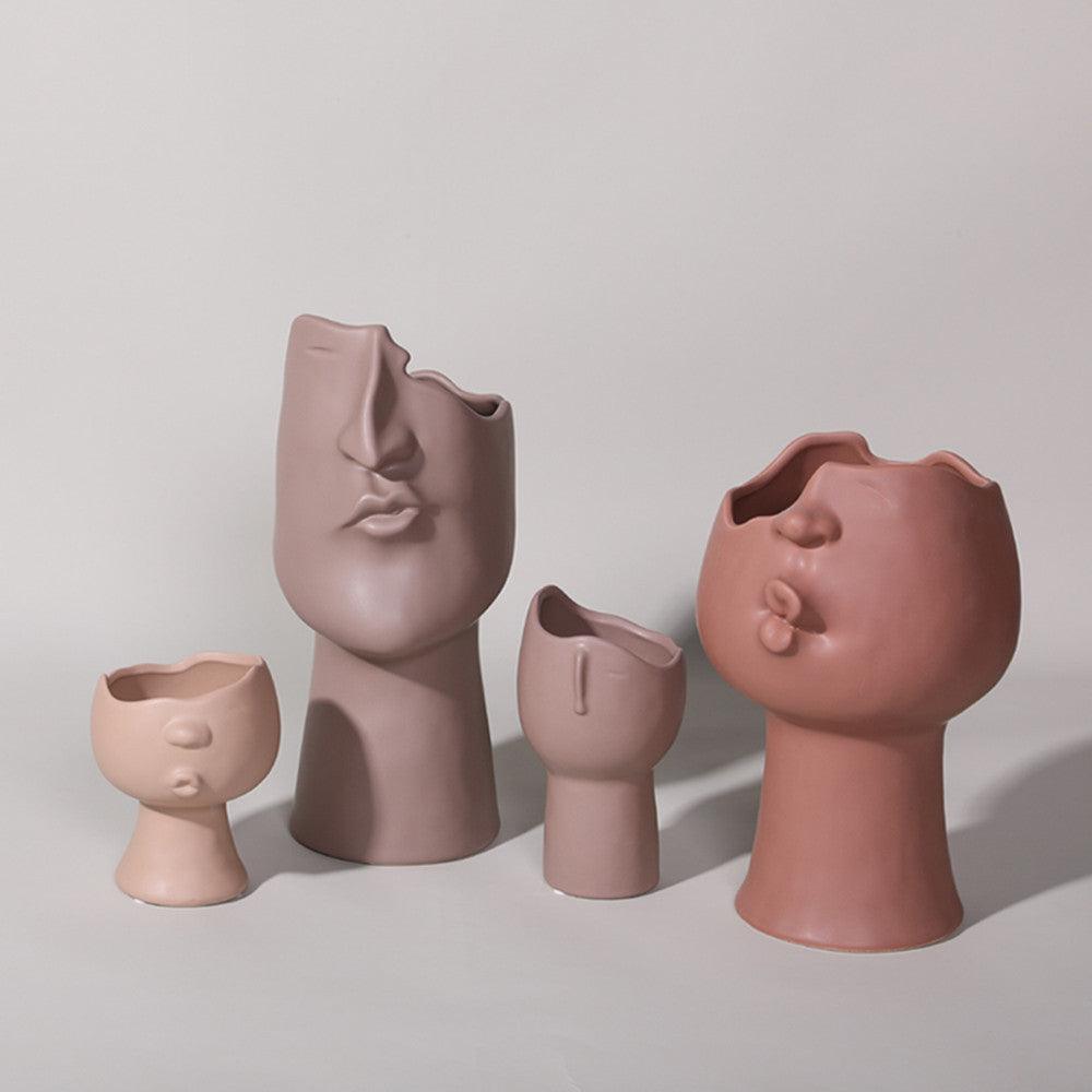 Simple Creative Face Ceramic Vase Ornament - Pacisia