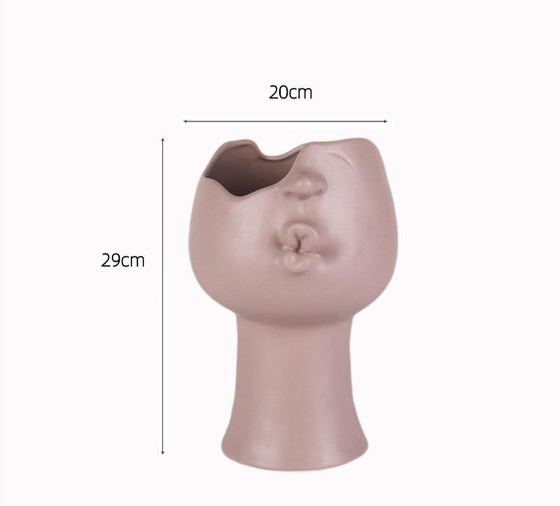 Simple Creative Face Ceramic Vase Ornament - Pacisia