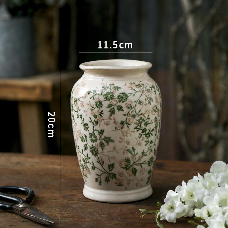 Simple Green Retro Ceramic Vase Decorations - Pacisia