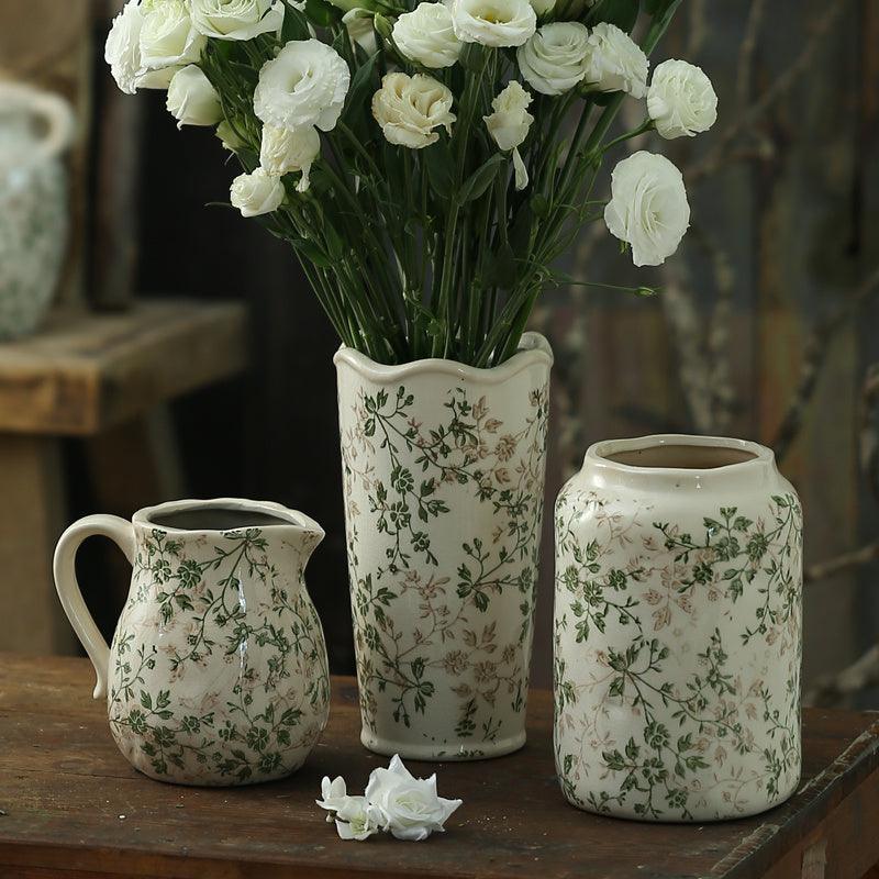 Simple Green Retro Ceramic Vase Decorations - Pacisia