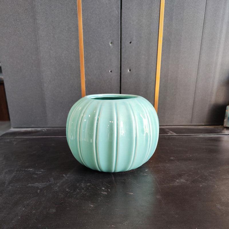 Simple Hand-made Flower Ceramic Pumpkin Vase - Pacisia