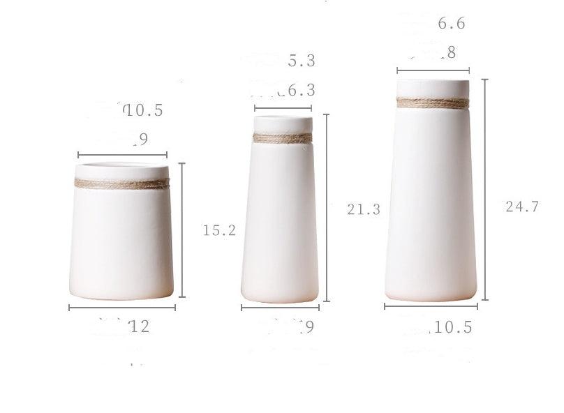 Simple Modern Creative White Hemp Rope Ceramic Flower Arrangement Vase Decoration - Pacisia