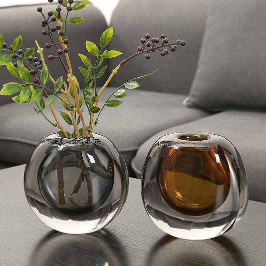 Simple Modern Glass Vase Light Luxury Model Room Soft Decoration Living Room Decoration - Pacisia