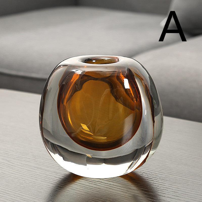 Simple Modern Glass Vase Light Luxury Model Room Soft Decoration Living Room Decoration - Pacisia