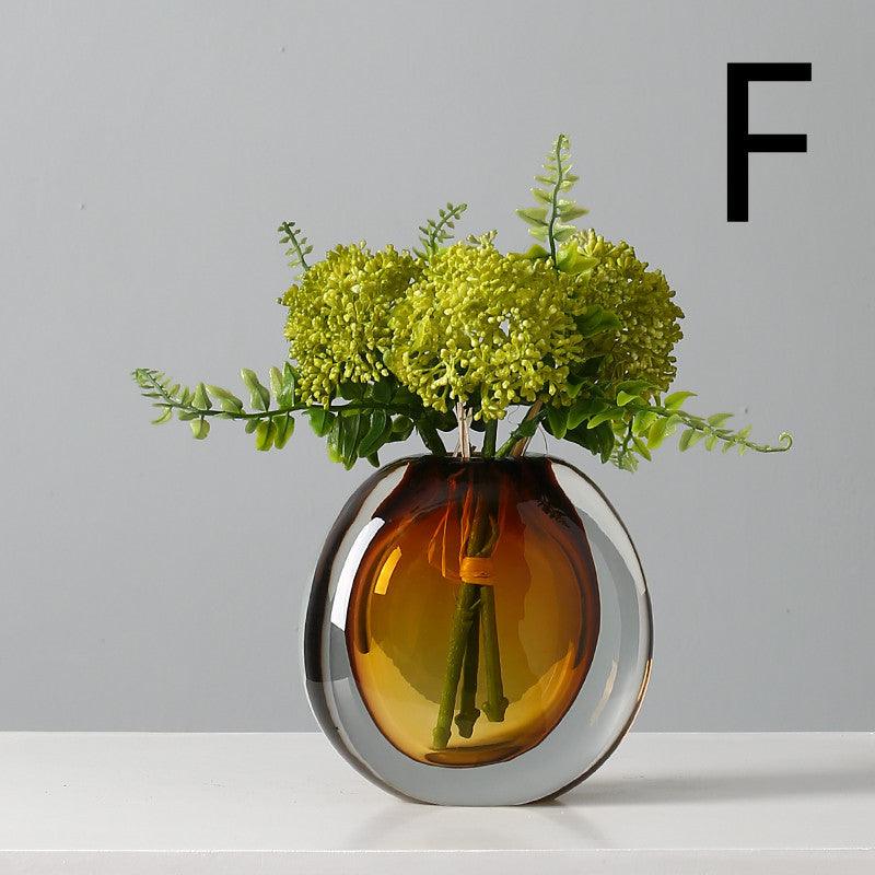 Simple Modern Glass Vase Light Luxury Model Room Soft Decoration Living Room Decoration - Pacisia