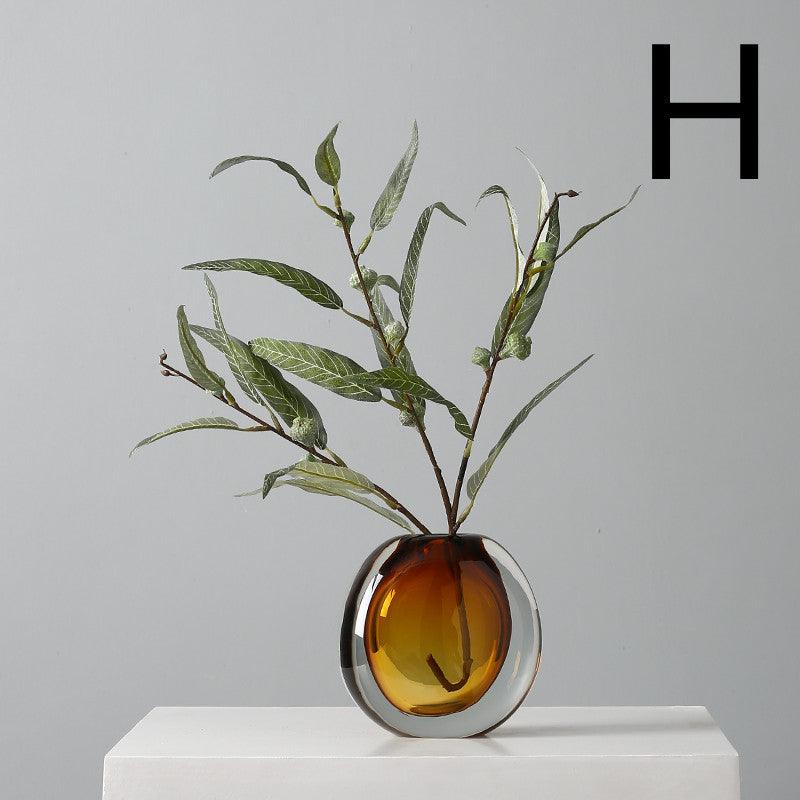 Simple Modern Glass Vase Light Luxury Model Room Soft Decoration Living Room Decoration - Pacisia