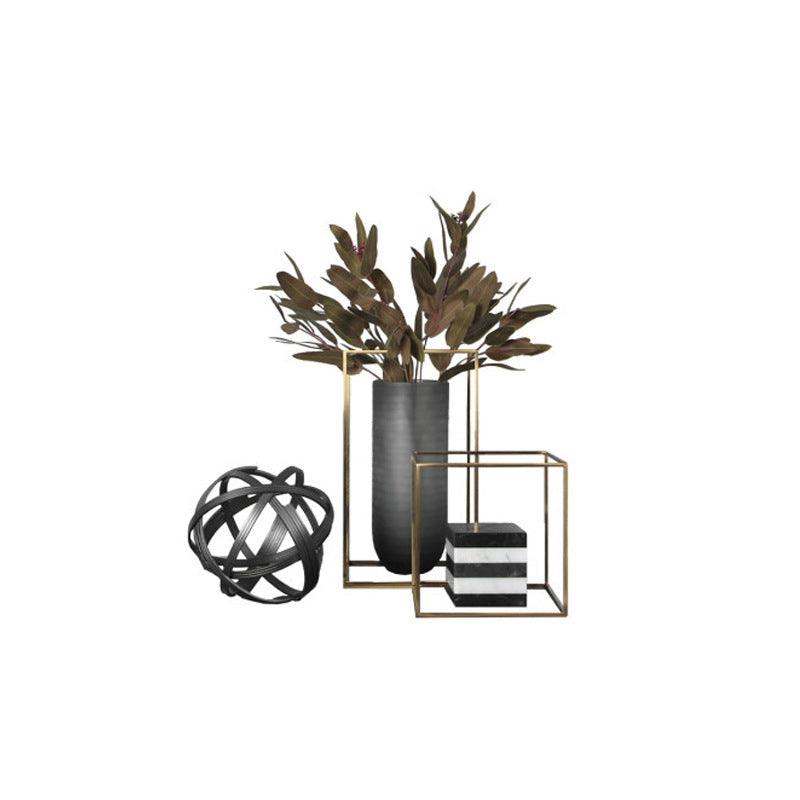 Simple Modern Glass Vase Living Room Coffee Table Metal Frame - Pacisia