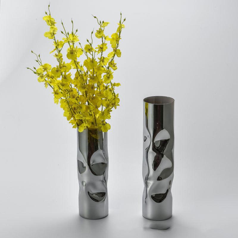 Simple Modern Light Luxury Silver Glass Vase Floral Decorations - Pacisia